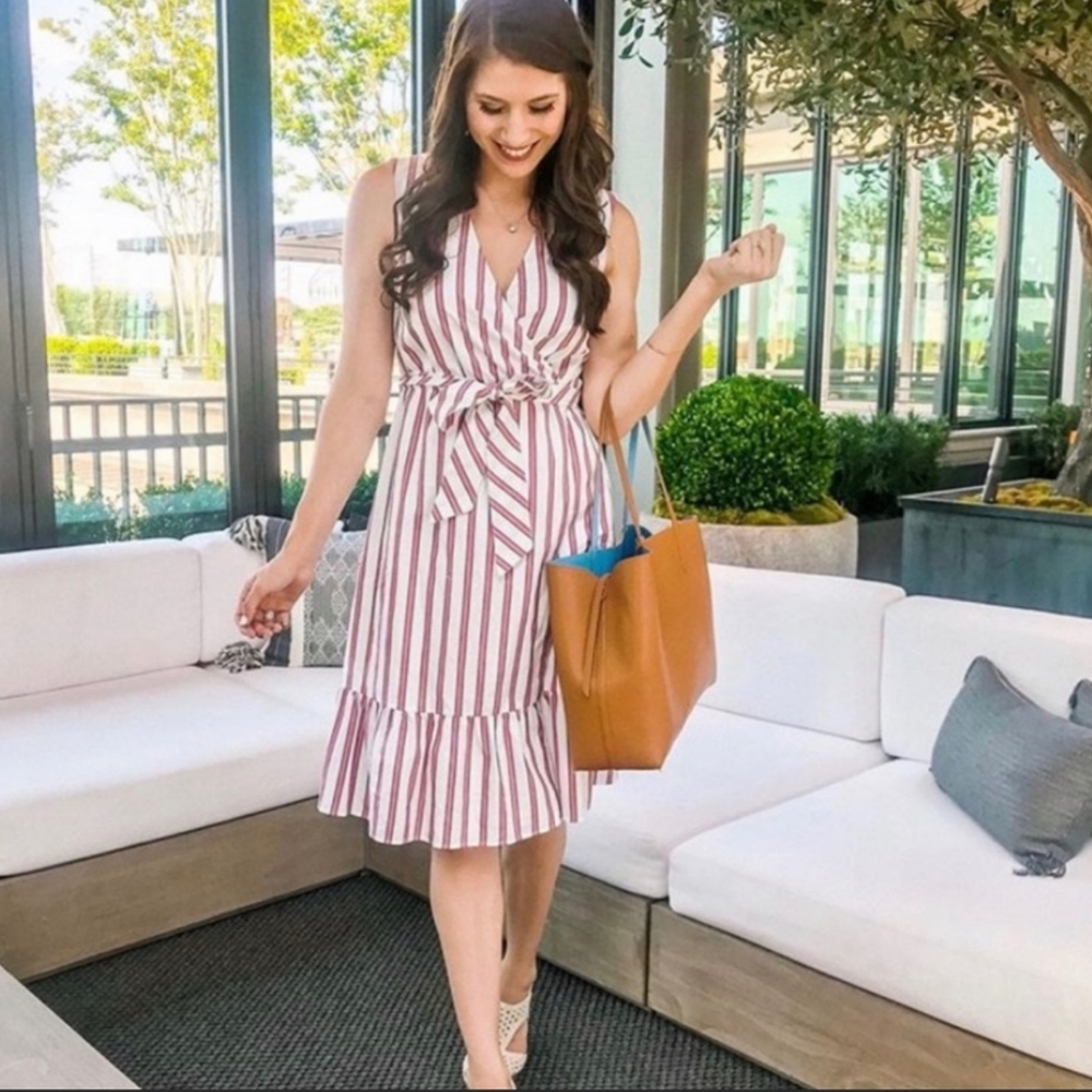 Draper James NWT Stripe Faux Wrap Tank Tie Dress